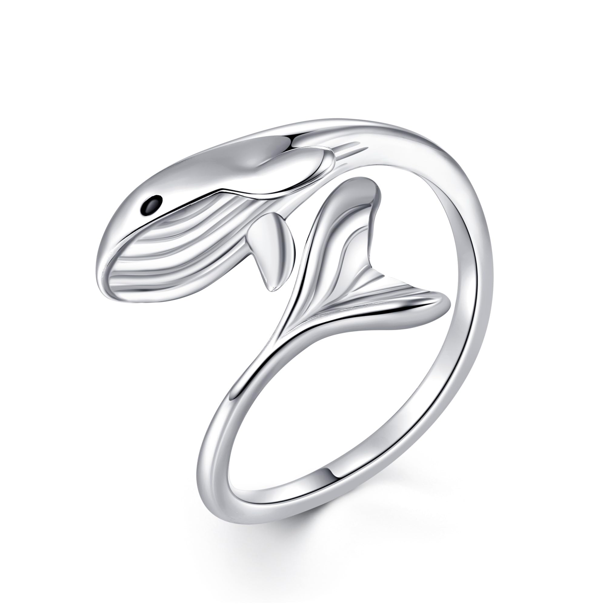 Wal Ring 925 Sterling Silber Einstellbare Offene Wal Daumen Ringe Niedlich Meer Wal Schmuck Ozean Geschenke für Damen Frauen Männer Teenager Mädchen Jungen Tochter Wal Liebhaber