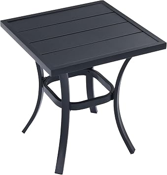VICLLAX 18" Outdoor Side Table Small Patio End Table Square Bistro Coffee Table, Black