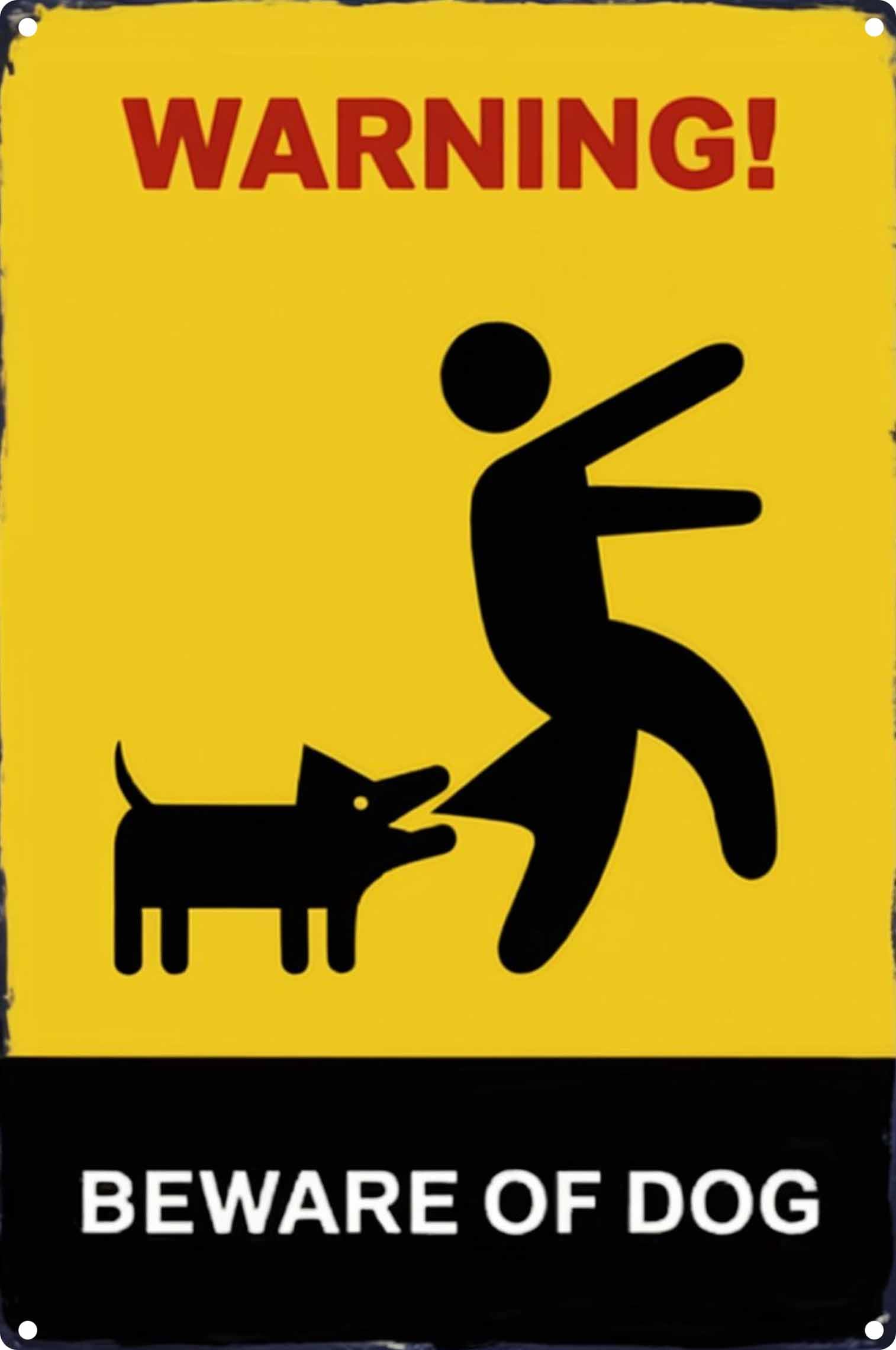 Vintage Tin Warning Sign Retro Metal Beware Of Dog Sign for Outdoor indoor Decoration Funny Wall Art Plaque 12x8 Inch