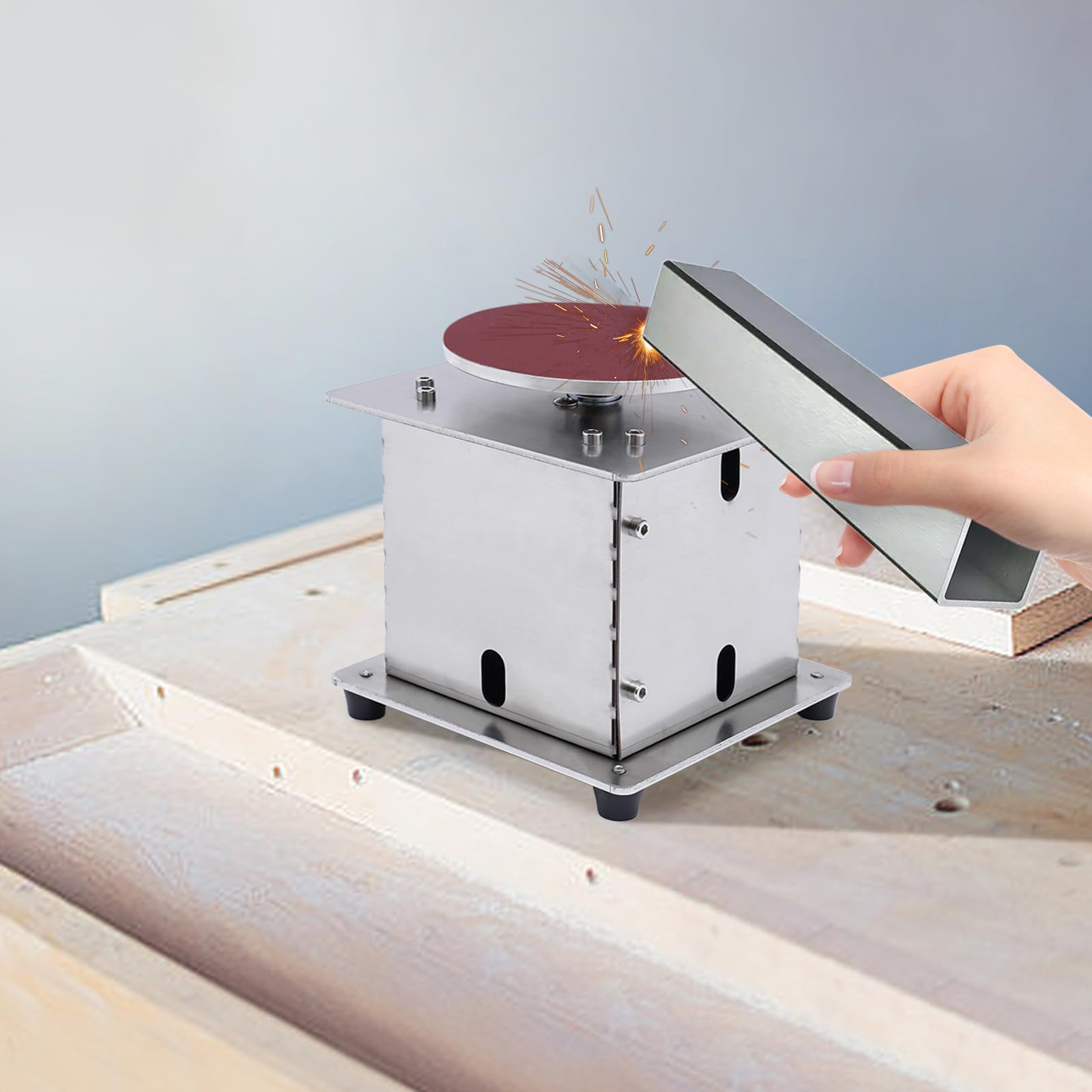 6000RPM Disc Sander, 4 inch Electric Small Sanding Disc Machine with Forward and Reverse Function, Mini Disc Sander for Wood, Metal, Stone, and Scissors Sanding