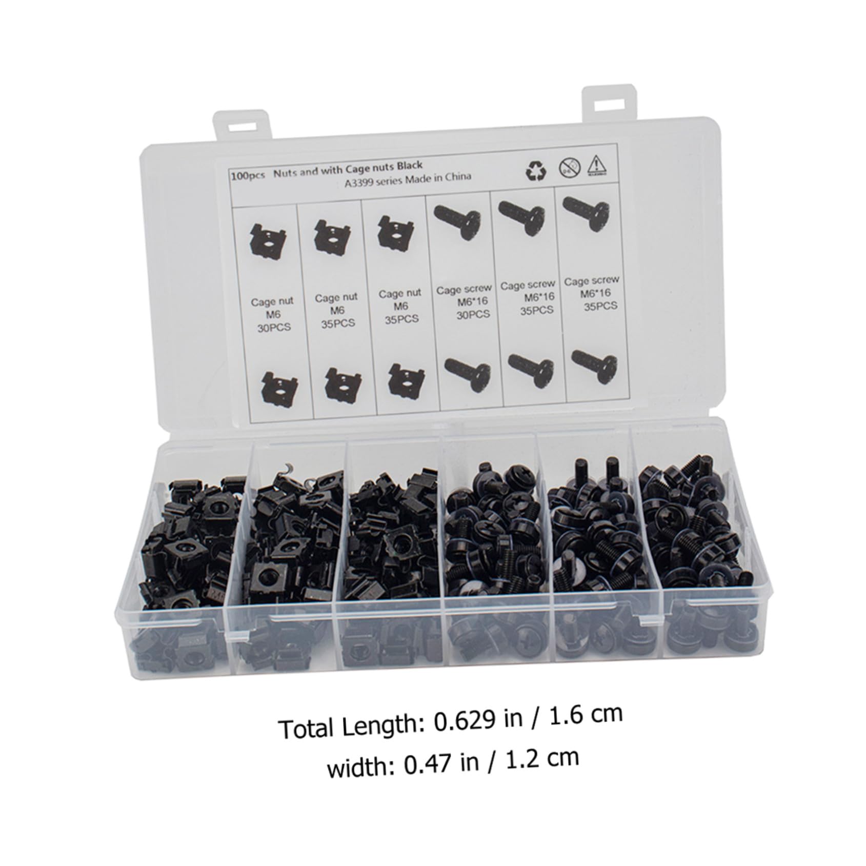VALICLUD Juego de Tornillos M6 para Armario de Servidores, Tuercas Enjauladas Cuadradas de Acero al Carbono, Tornillos Metálicos Negros 100 Piezas para Montaje en Bastidor Industrial