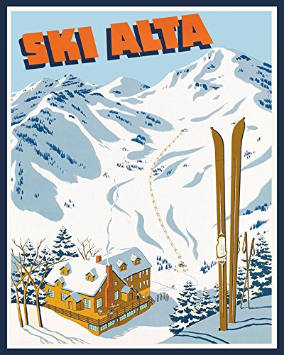Heritage Posters Skis Ski Skiing Alta Wasatch Mountains of Utah USA 16" X 20" Image Size Repro on Paper and Canvas