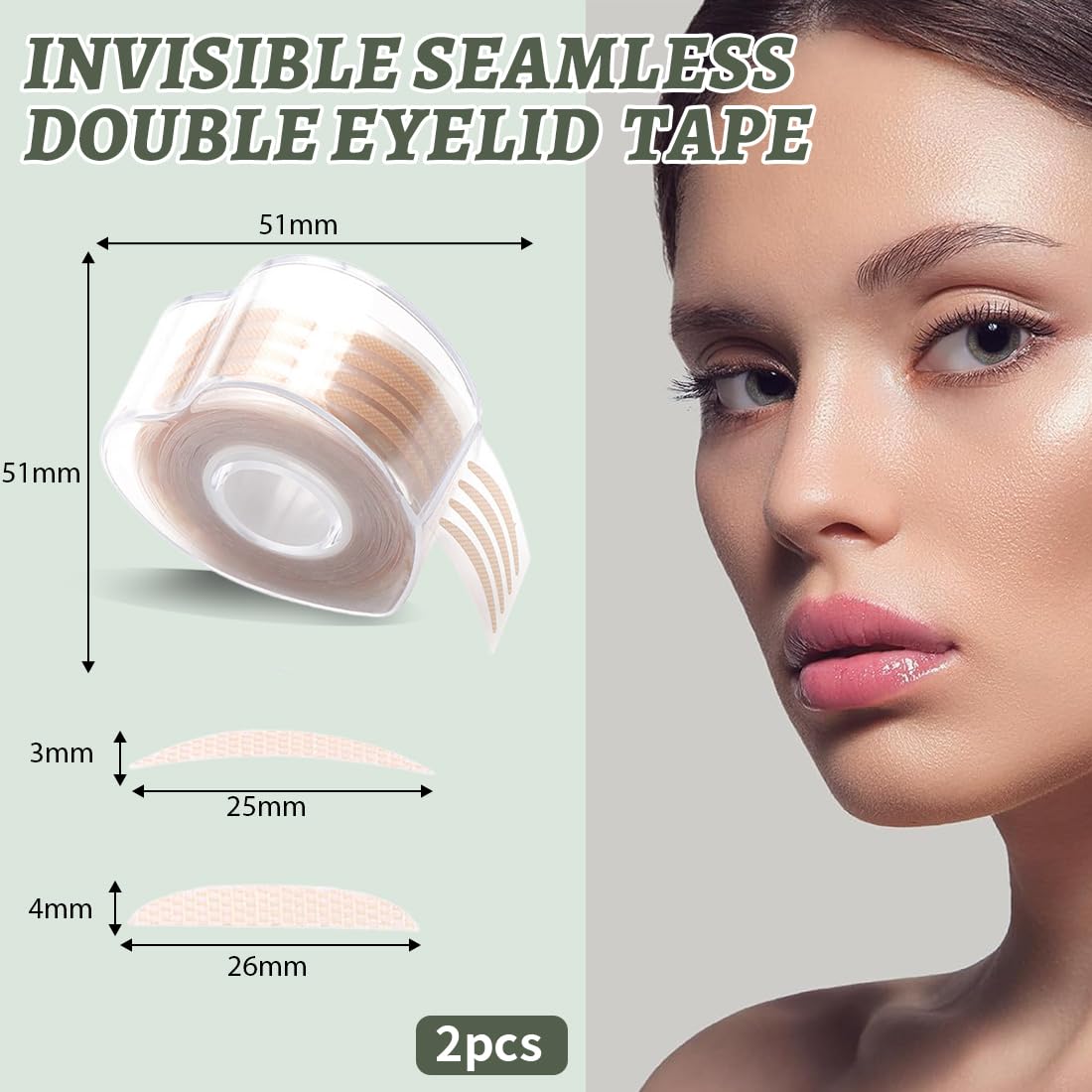 1200 pegatinas para párpados dobles, tiras para párpados caídos, cinta invisible para párpados dobles, pegatinas para levantar los ojos, cintas para párpados instantáneos con varillas de horquilla