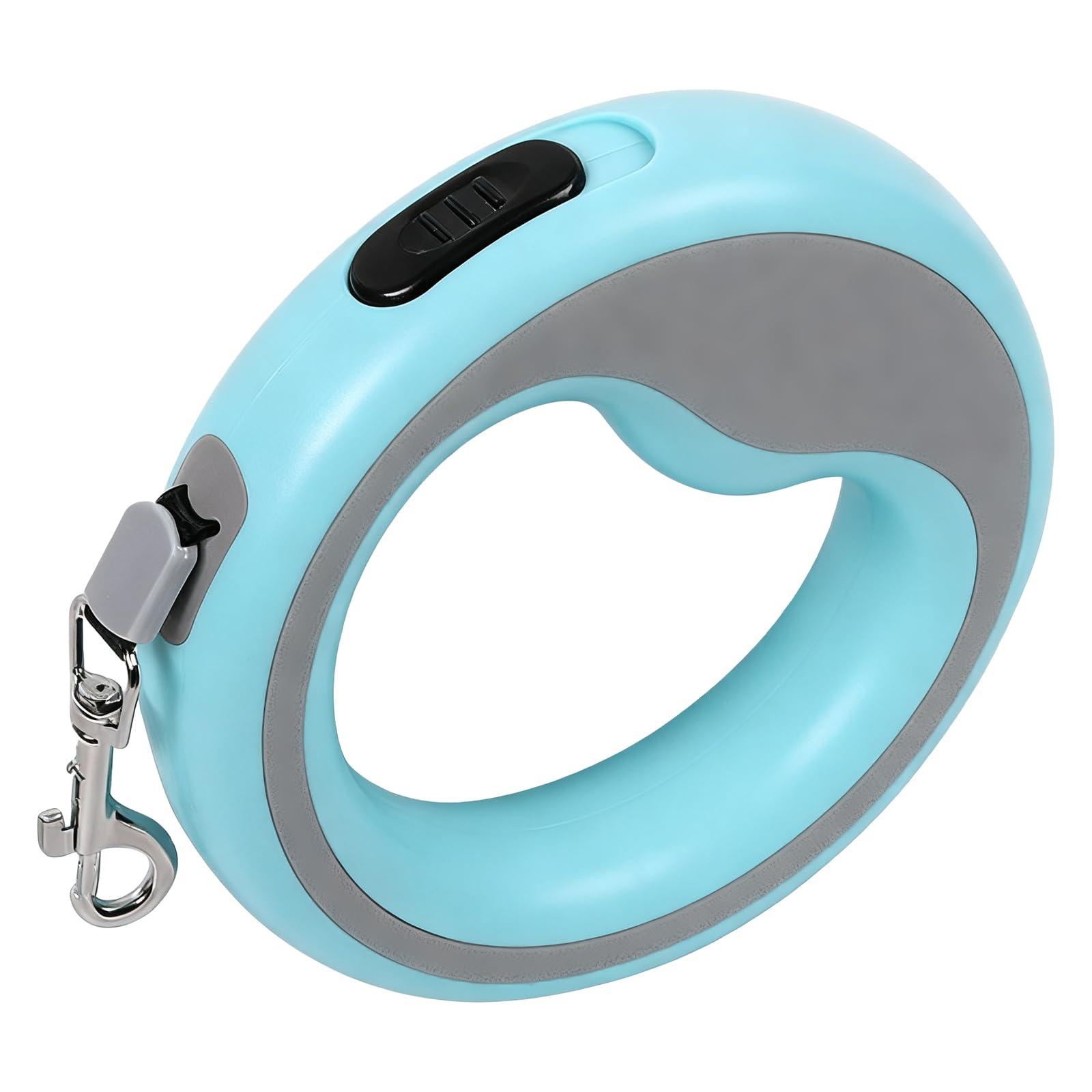 Senshuomy 360° Tangle-Free Retractable Dog Lead 2.5M Blue - Heavy-Duty Nylon Tape Leash with One-Handed Brake Pause Lock for Small to Medium Dogs Up to 15kg