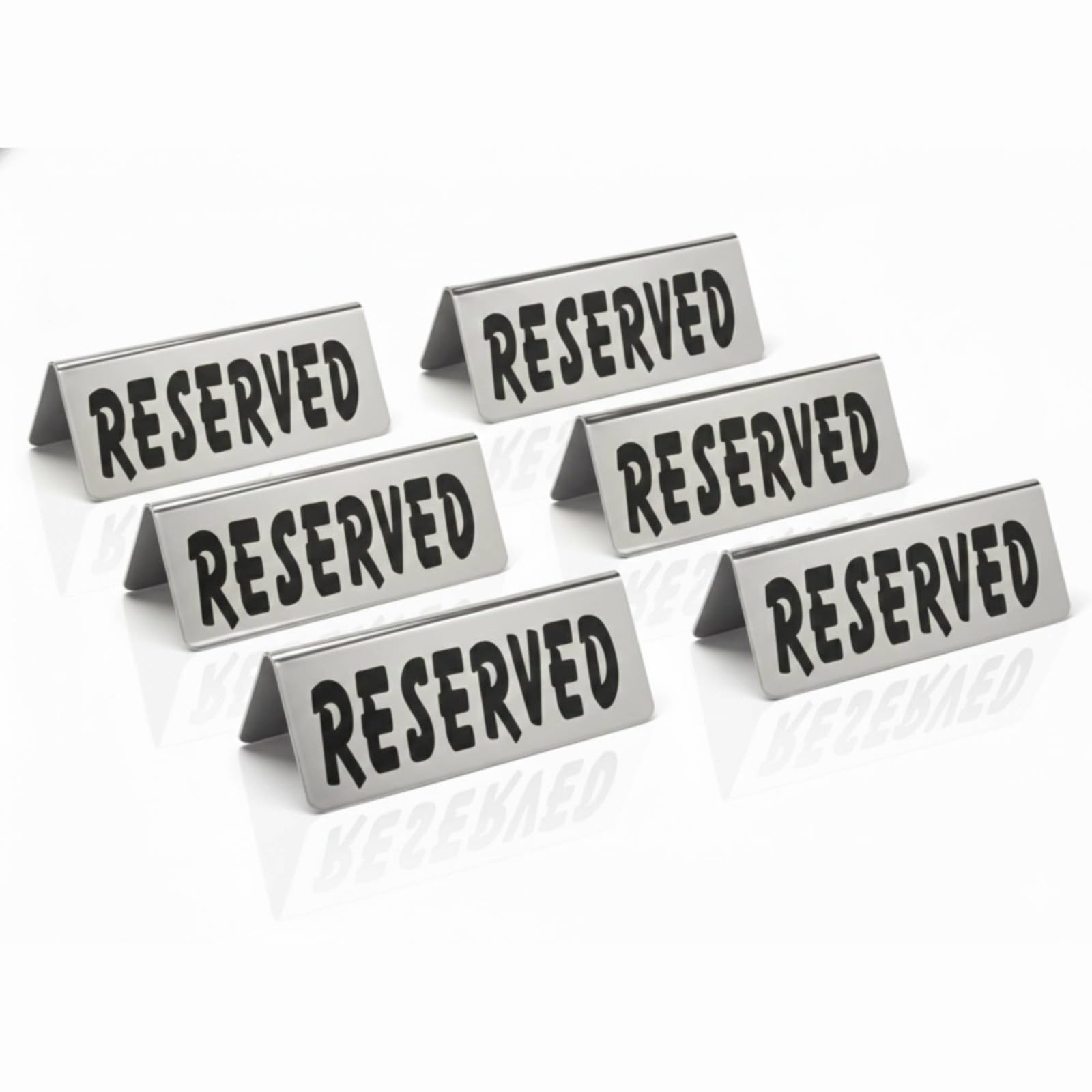 FINALITY Stainless Steel Reserved Table Sign Board Silver Pack of-(6)