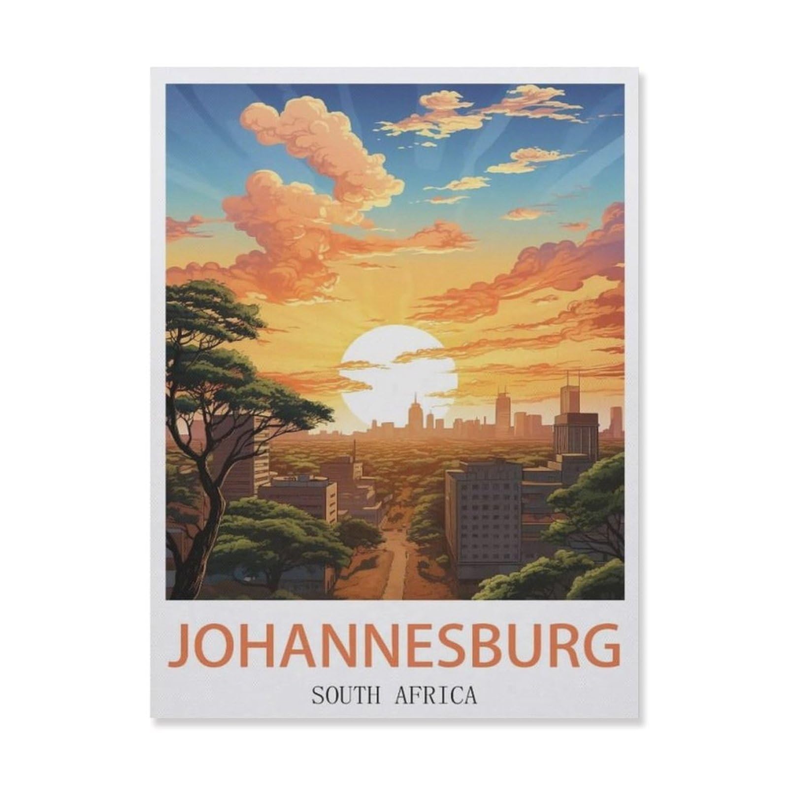 BEAYODKP Paint by Numbers for Adults Beginner，Johannesburg South Africa ， Sunset，DIY Oil Painting Kit on Canvas with Paintbrushes and Acrylic Pigment, Arts Craft for Home Wall Decor(30x40cm) -DT29