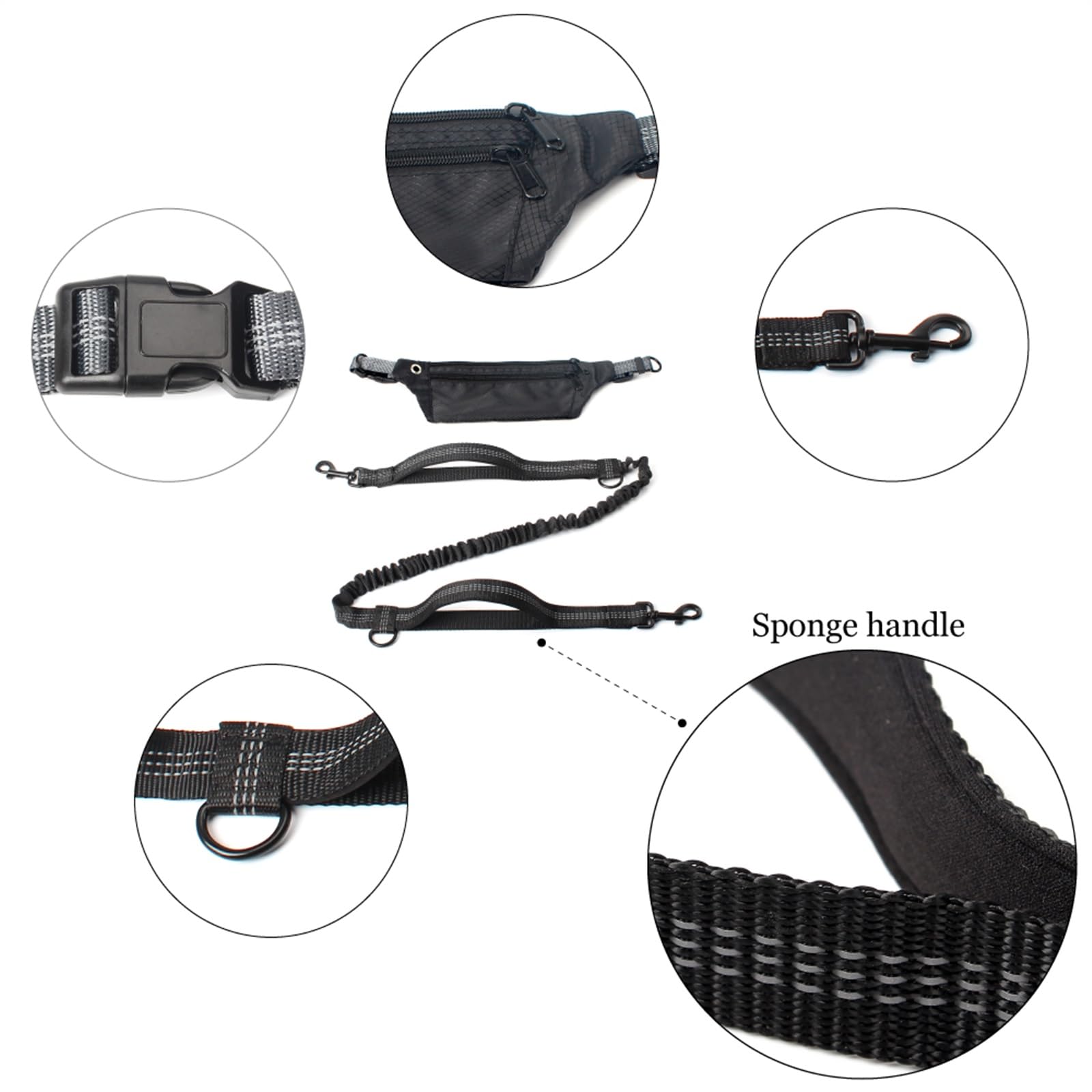 Correas Extensibles Jogging Training Senderismo Correa de Cintura de Perro Bungee retráctil para Perros Grandes Accesorios Correa de Perro(Pink Set)