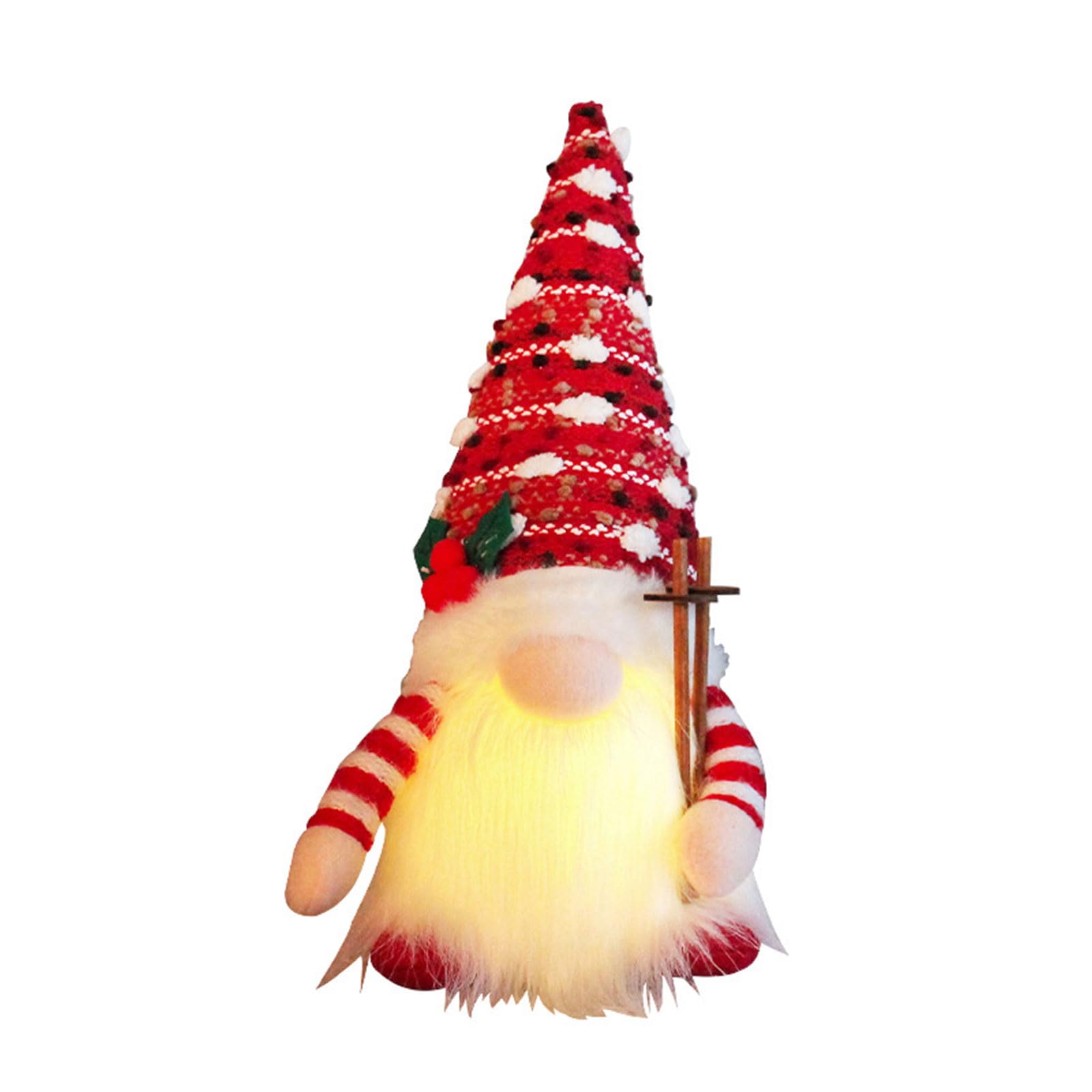 Elnwnnkc 2023 Christmas Glowing Ski Toy Faceless Doll Long Beard Rudolf Christmas Decoration Festive Plush