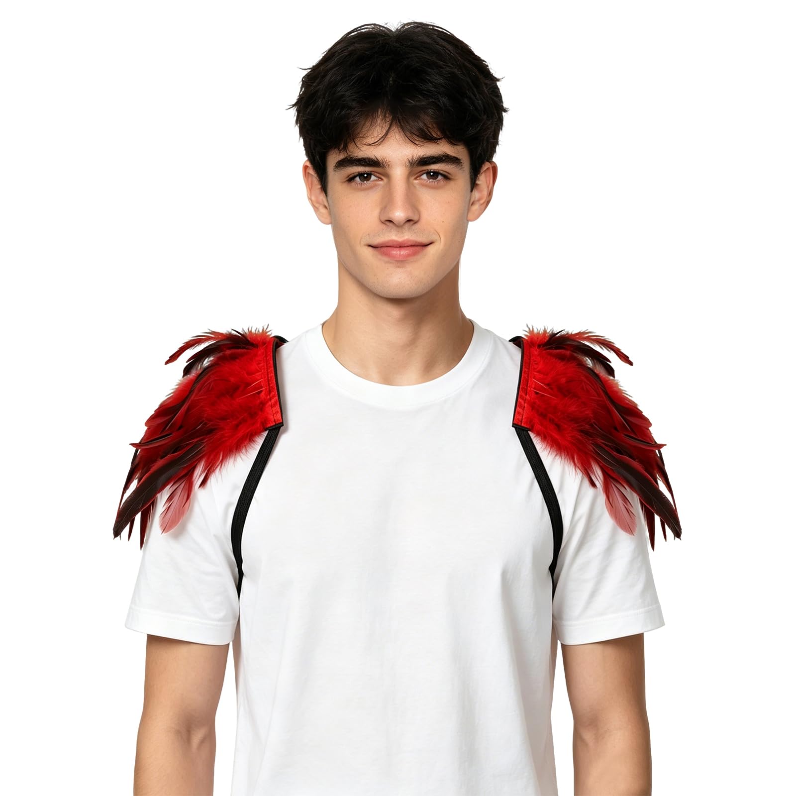 SIQITECHUK 2Pcs Women Feather Epaulettes Gothic Feather Shawl Shrug Black Swan Witch Halloween Costume for Cosplay Carnival Festival
