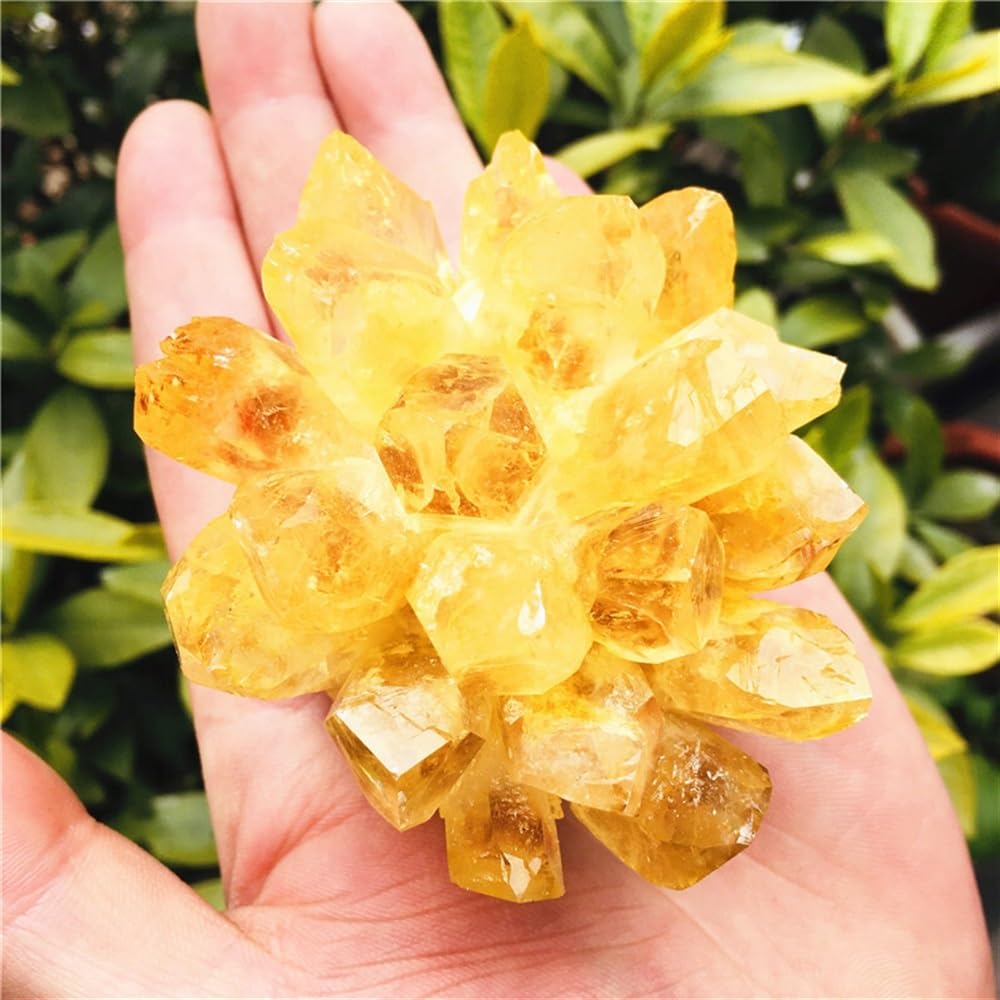AUOQKQUT Yellow Ghost Quartz Crystal Cluster Crystals Rough Gemstone Home Office Decor feng (Size : 400-500g)