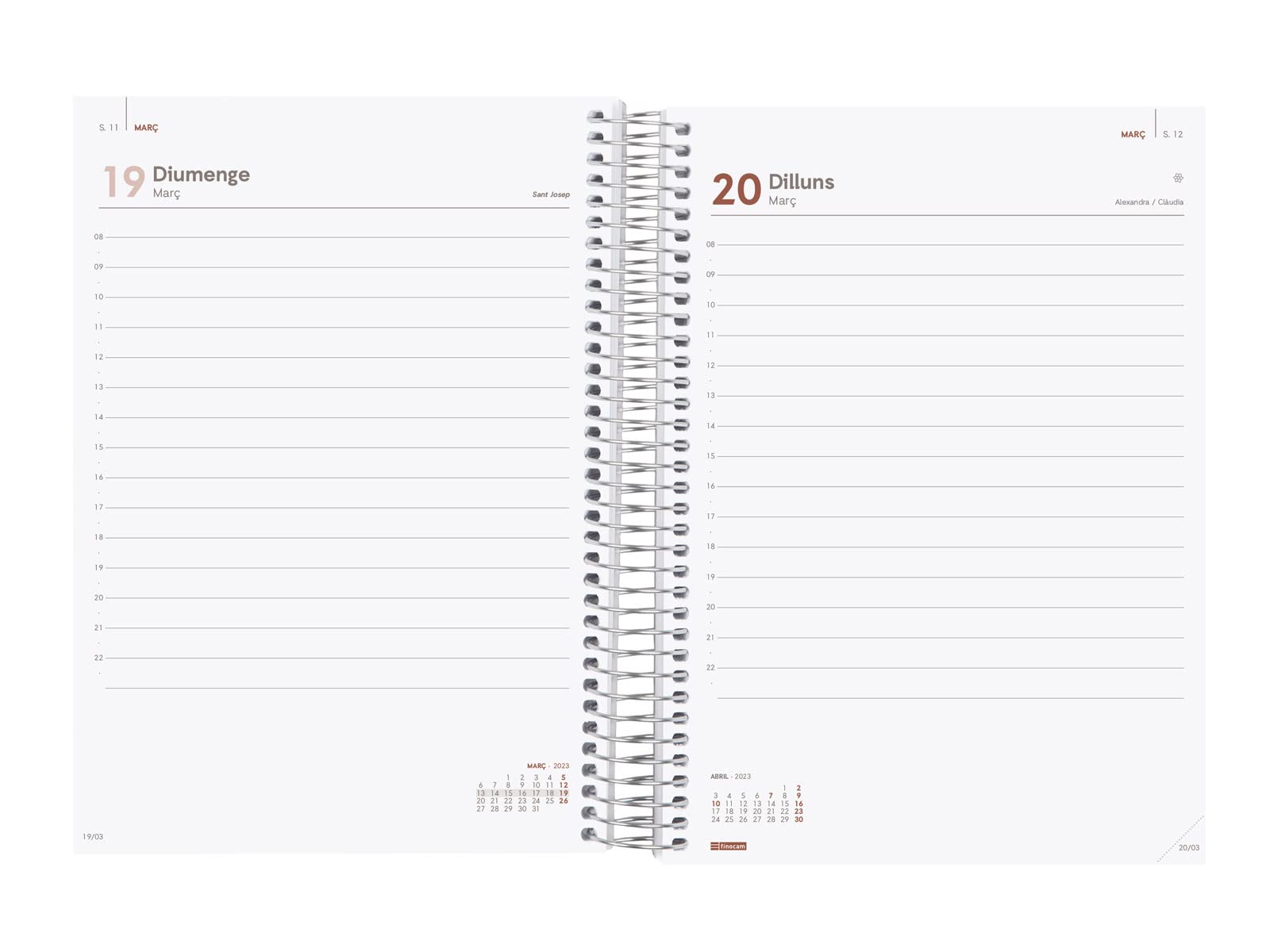 Finocam - Agenda 2023 Spiral Year 1 Day Page January 2023 - December 2023 (12 months) Blue Catalan - Image 4