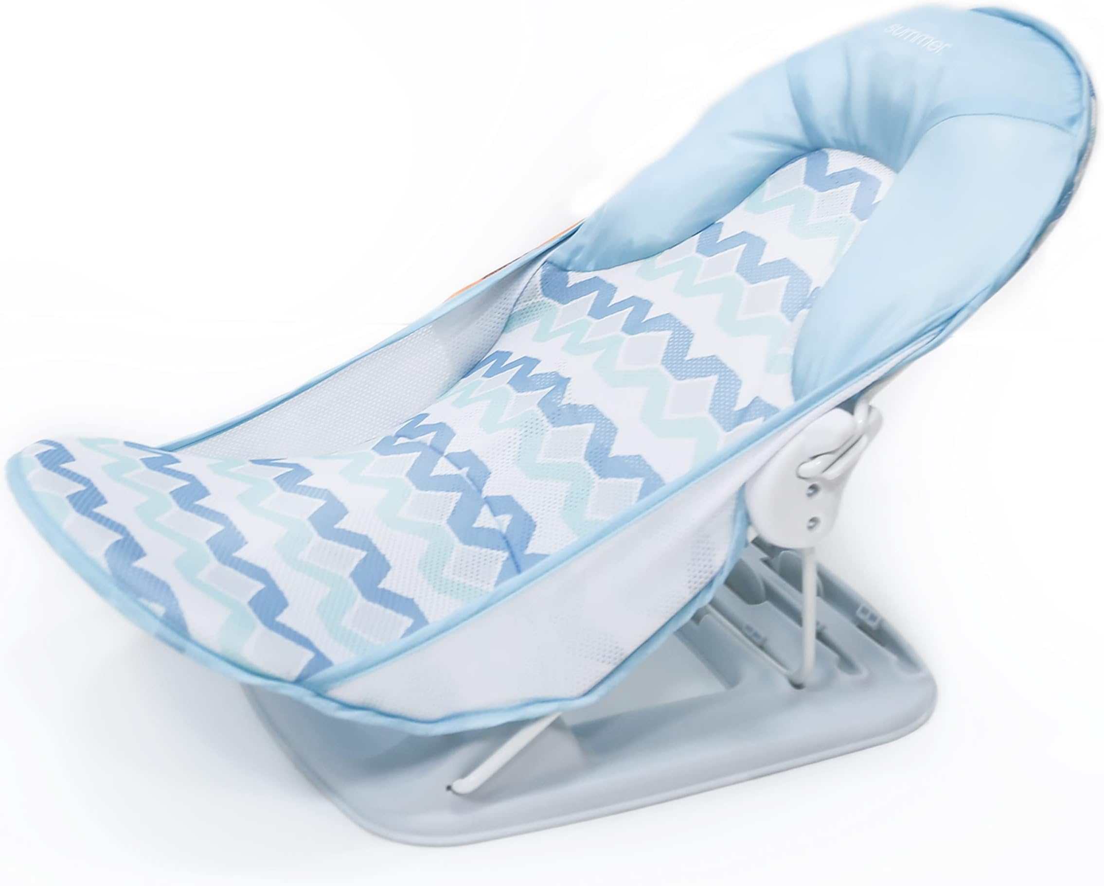 Summer Infant Deluxe Baby Bath Seat, Adjustable Support for Sink or Bathtub, Includes 3 Reclining Positions - Geo Waves
