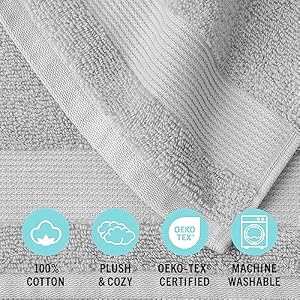 MARTHA STEWART 100% Cotton Bath Towels Set Of 6 Piece, 2 Bath Towels, 2 Hand Towels, 2 Washcloths, Quick Dry Towels, Soft & Absorbent, Bathroom Essentials, Light Gray MARTHA STEWART 100 Cotton Bath Towels Set Of 6 Piece 2 Bath Towels 2 Hand Towels 2 Washcloths Quick Dry Towels Soft Absorbent Bathroom Essentials Light Gray