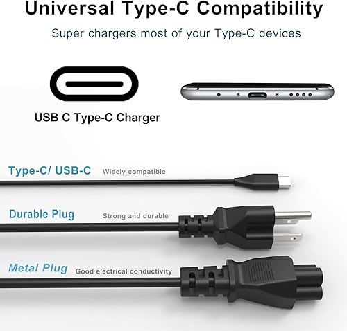 Miniatura 3 de Cargador universal USB tipo C de 45 W compatible con HP ChromeBook x360 11A G8 EE11MK G9 EE Lenovo Acer Chromebook
