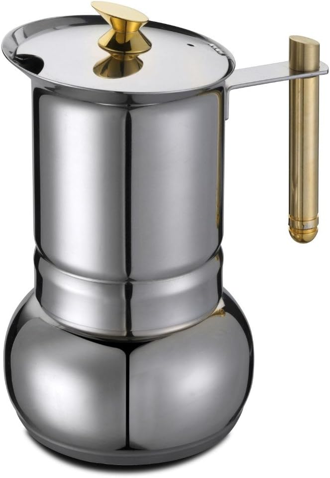 GAT Italy Amore 10-Cup Stove Top Italian Espresso Coffee Maker, Stainless Steel, Gold, 35 x 25 x 30 cm
