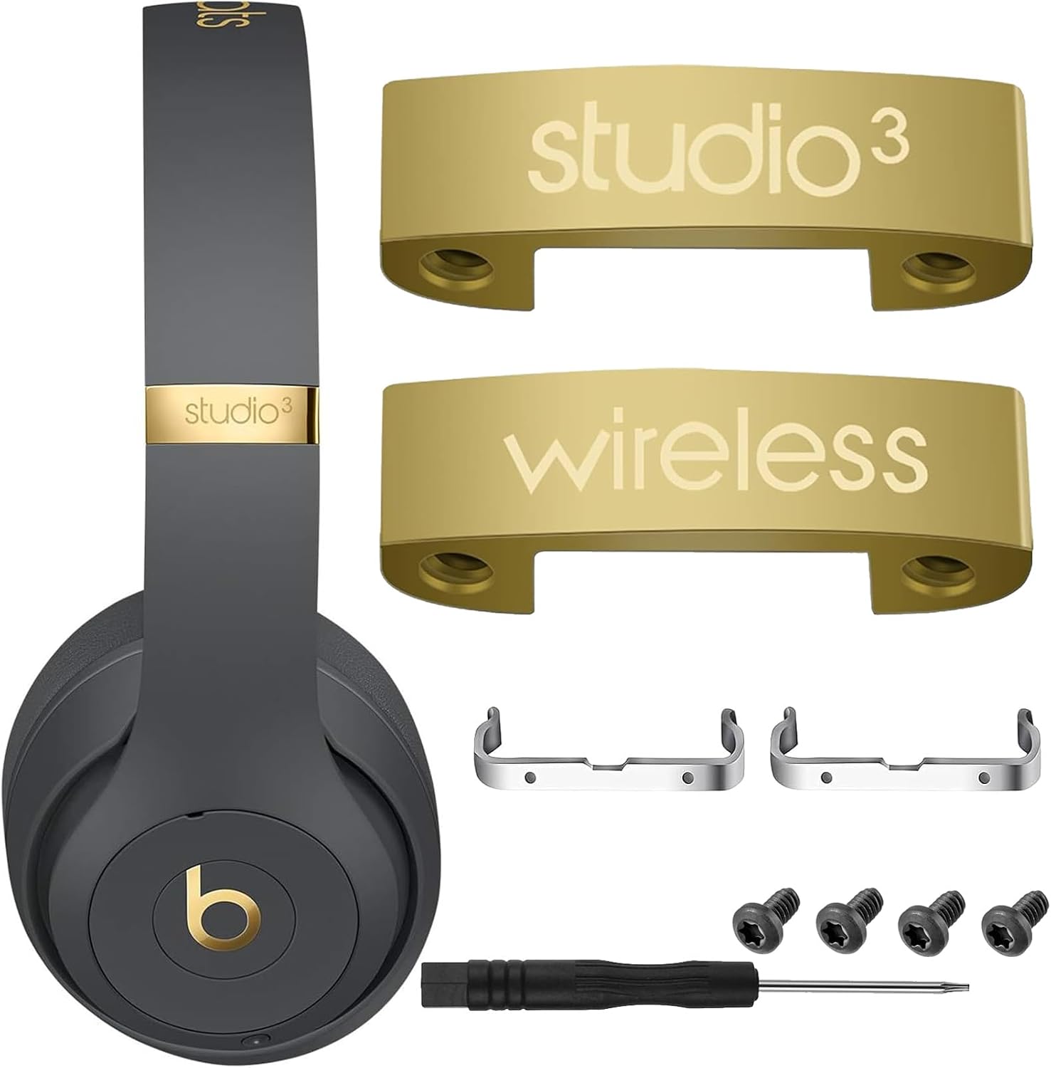 Studio 3 Hinge Replacement Parts Metal Folding Original Hinges Headband Connector Clip Pin Cover Accessories Repair Kit Compatible with Studio3 Wireless Over-Ear Headphones (Asphalt Grey) image 2