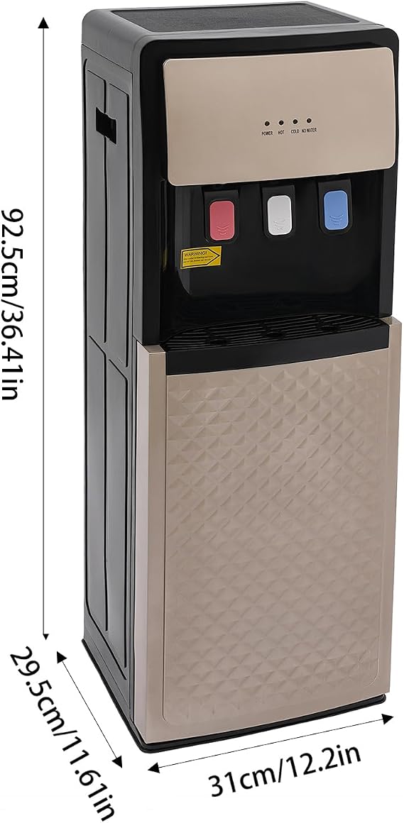 Bottom Loading Water Cooler, 5 Gallon Freestanding Water Dispenser with 3 Temperature Settings of Hot, Cold, Room Water for Home Office Durable (Champagne Gold)
