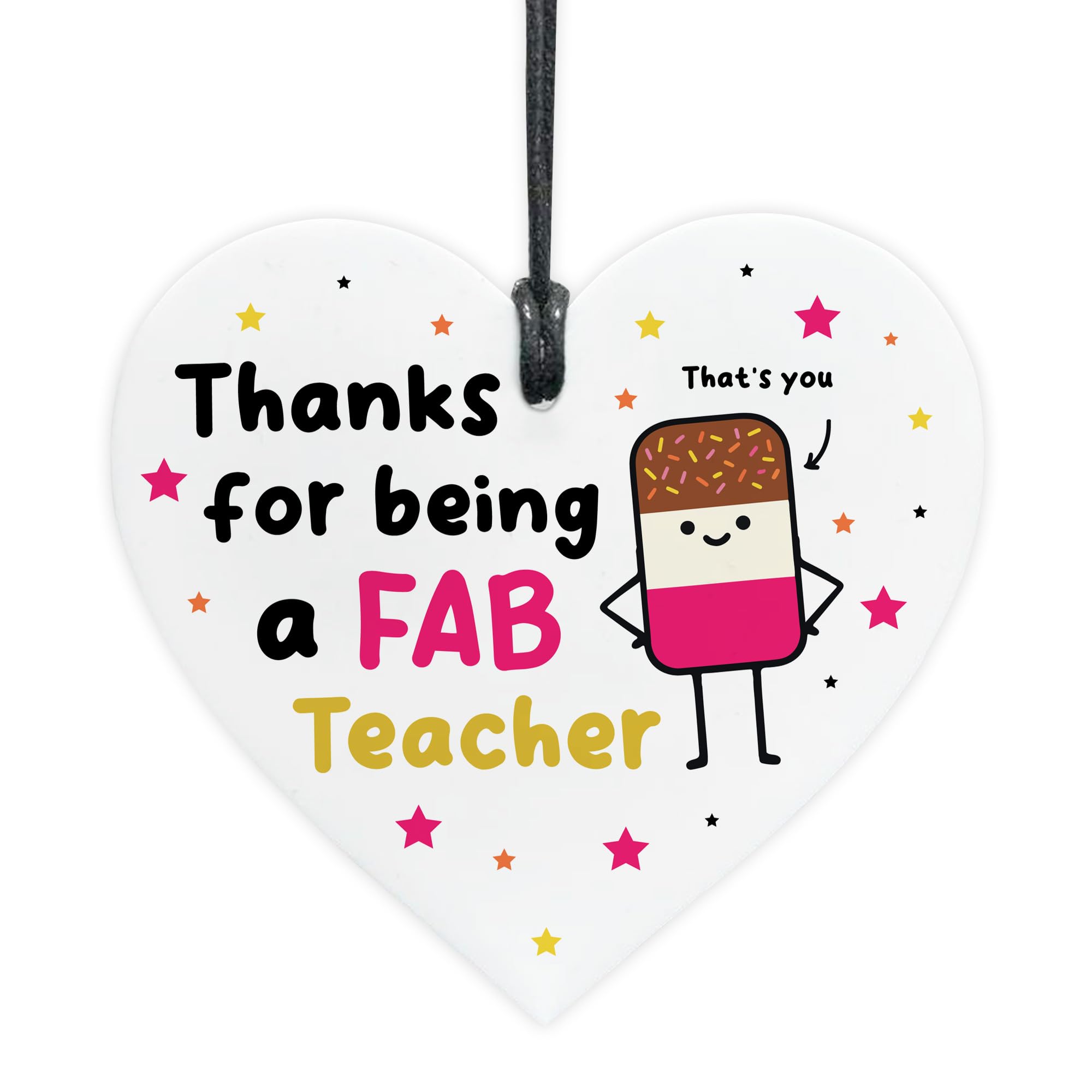 Red Ocean Teacher Gift Hanging Heart Thank You Gift FAB Teacher Appreciation To Say Thank You Gifts For Men Women Novelty Leaving Keepsake