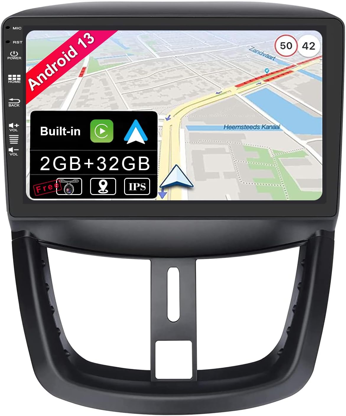2G 64G Autoradio Android 13 für Peugeot 207 2006-2015, 9 Zoll HD
