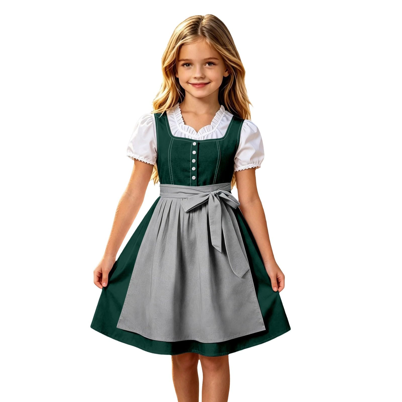 Girls Oktoberfest Costume Bavarian Beer Festival Dirndl Dress with Apron โ image 1