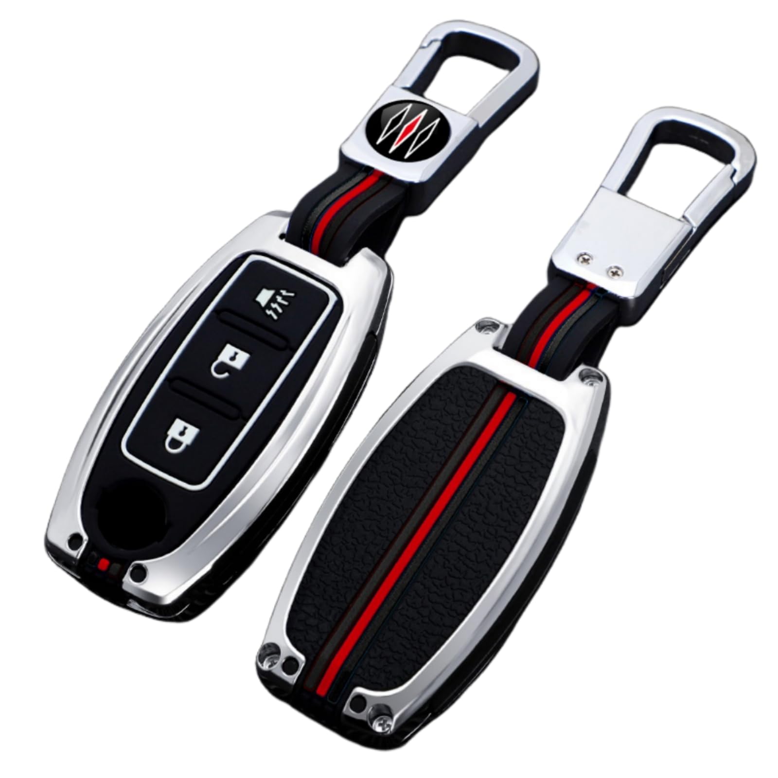 HIBEYO Cover Portachiavi In Silicone E TPU Per Nissan/Infiniti – Argento, Con Moschettone