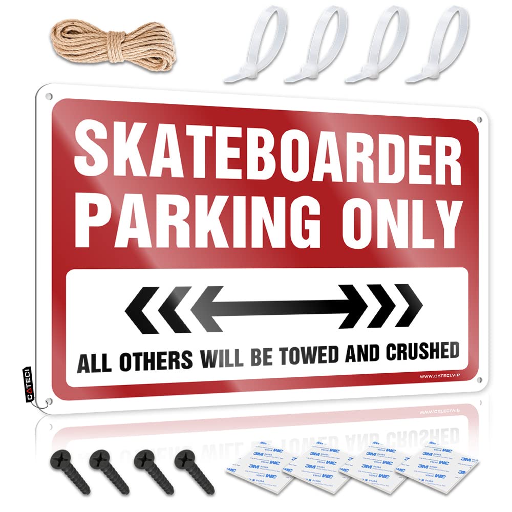 Fzfn Colour Home Decor Accessories Entrance Matal Sign - Skateboarder Parking Only Ideas Rustic Wall Hanging(30X40cm)