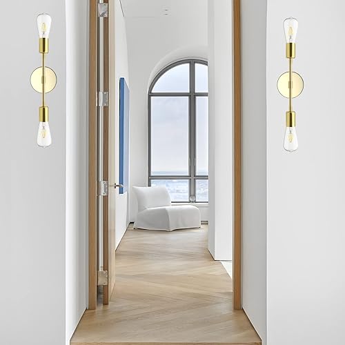 Miniatura 8 de jose2015 2 luces doradas de pared cepilladas, aplique de pared de mediados de siglo, lámpara de techo para pasillo, sala de estar, dormitorio, sobre