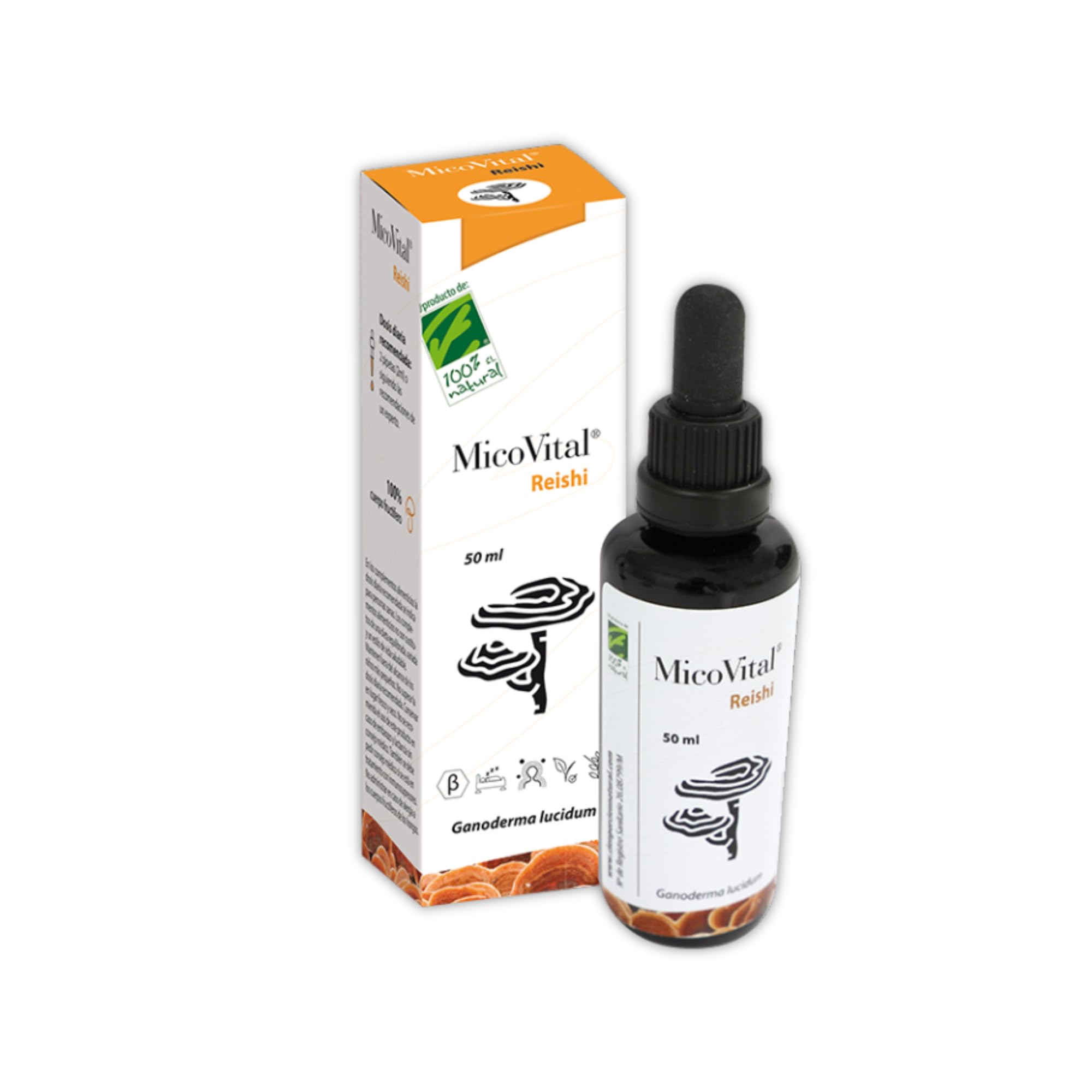 MicoVital® Reishi en Gotas - Hongo de la Longevidad - Antiaging - Inmunoestimulante Natural - Regulación Hormonal del Organismo - Favorece el Descanso - Reishi Líquido - 50 ml - 100% Natural