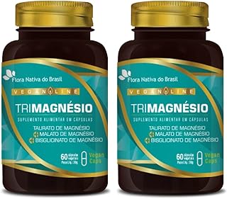 KIT 2X TriMagnésio (Taurato, Malato e Bisglicinato) 60 Vegan Caps - Flora Nativa