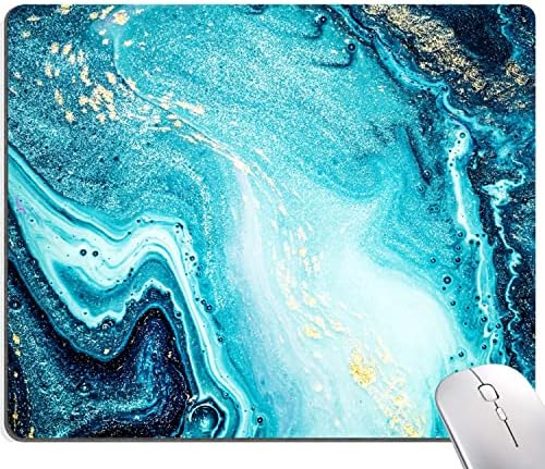 Amazon.com: Aqua Blue Gold Marble Mouse Pad, Gaming Mouse Mat with ...