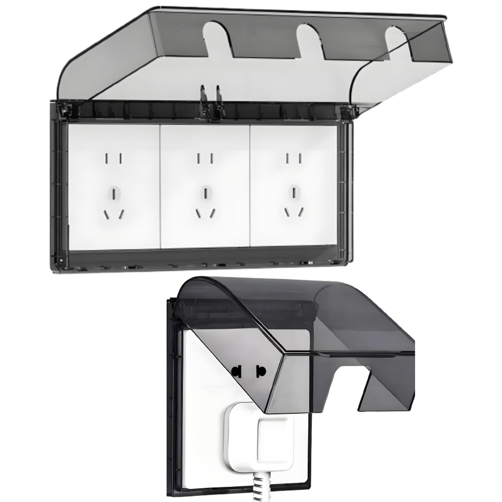 2 Pcs 86 Type Switch Board Cover Box for Wall, Black Transparent Thin Electric Switch Board Cover, Three Position One Position Meter Box Socket Cover, Suitable for Bathroom Kitchen Outdoor Protection-image-44