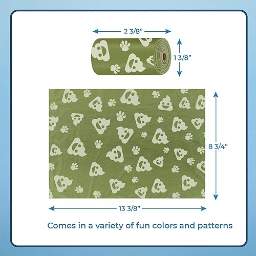 Vista 201 de Best Pet Supplies - Bolsas para limpieza de excremento de perro, rollo de repuesto, uso en exteriores, a prueba de fugas y desgarros, plástico