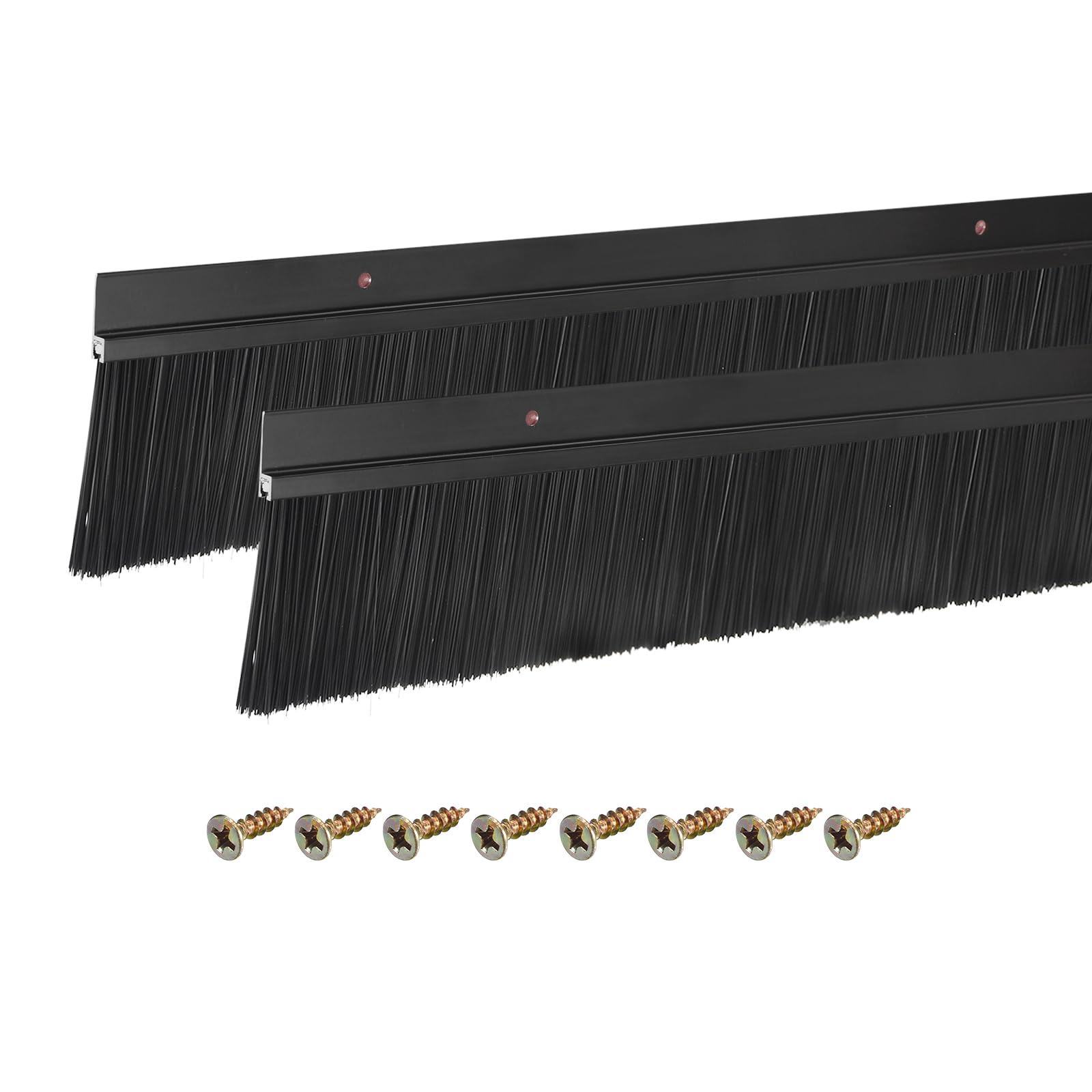 uxcell 2Pcs Door Brush Bottom Sweep H-Shape Aluminum Alloy Base with 2.4-inch Nylon Brush for Home, Industrial (39-inch L x 3.3-inch W, Black)