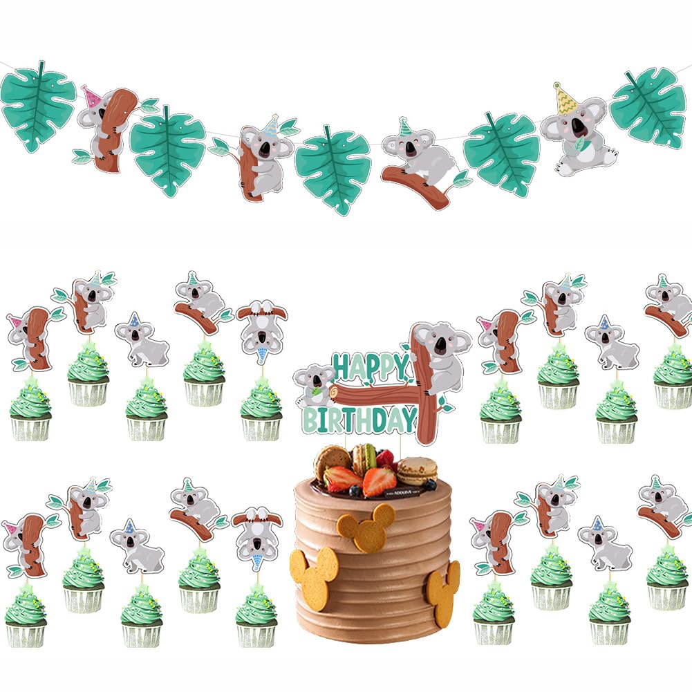Lot de 20 feuilles de tatouages temporaires Koala sur le thème de l'ours koala - Décorations de fête d'anniversaire pour enfants, garçons et filles, cadeaux de salle de classe, prix scolaires