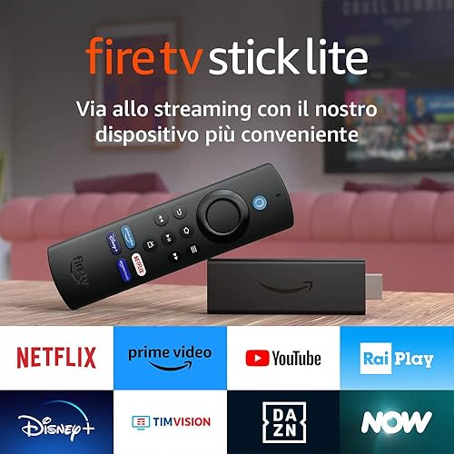 Immagine del prodotto Amazon Fire TV Stick Lite con telecomando vocale Alexa | Lite, il nostro lettore multimediale HD più conveniente