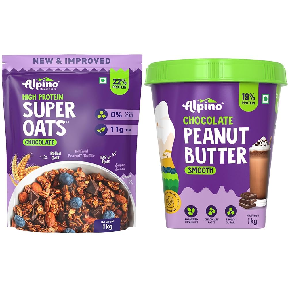 Alpino Peanut Butter Super Oats Chocolate Super Oats + Peanut Butter Smooth 1 kg each combo-image-33