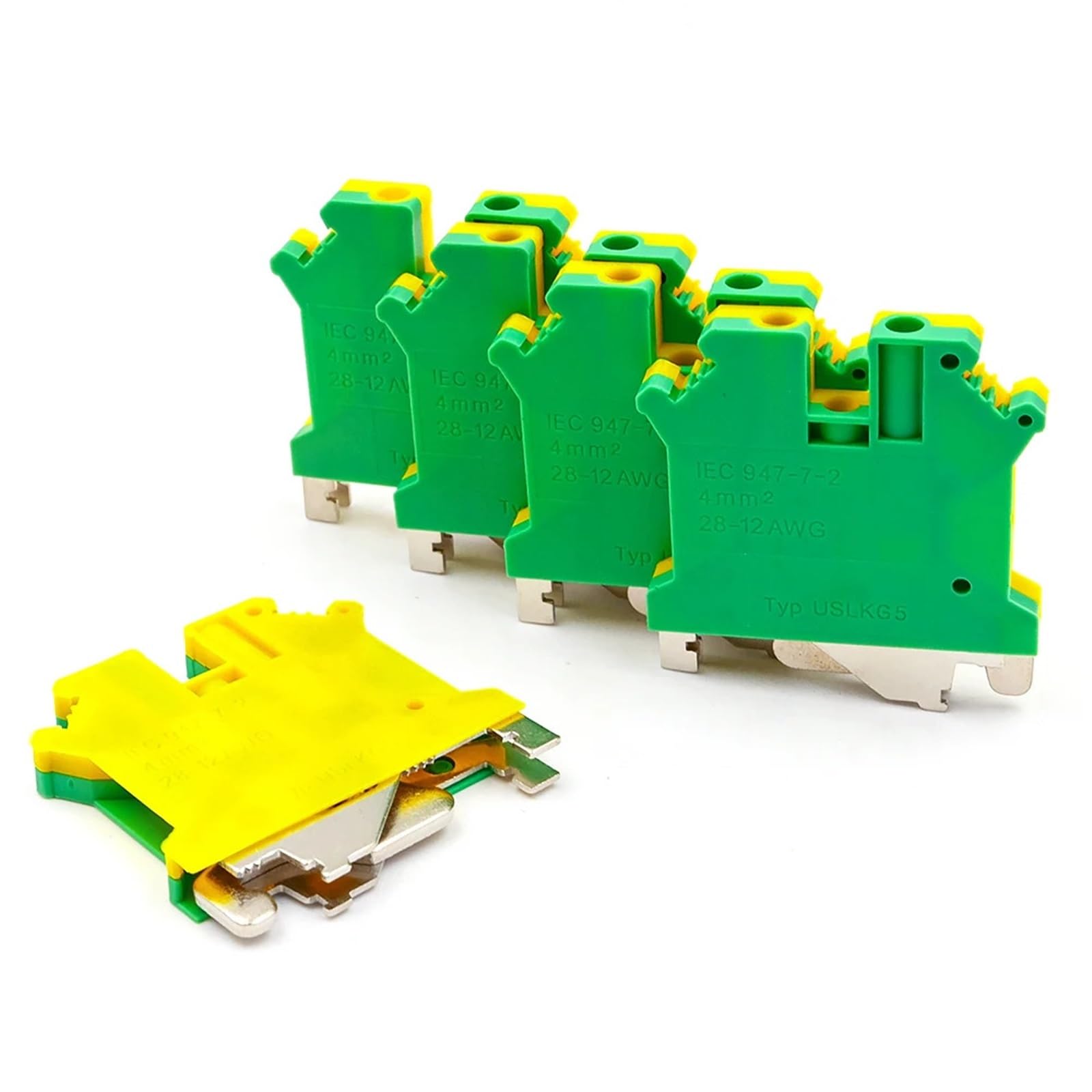 10 pezzi USLKG 5 morsettiera guida DIN con collegamento a vite di messa a terra 500 V 41 A conduttore elettrico
