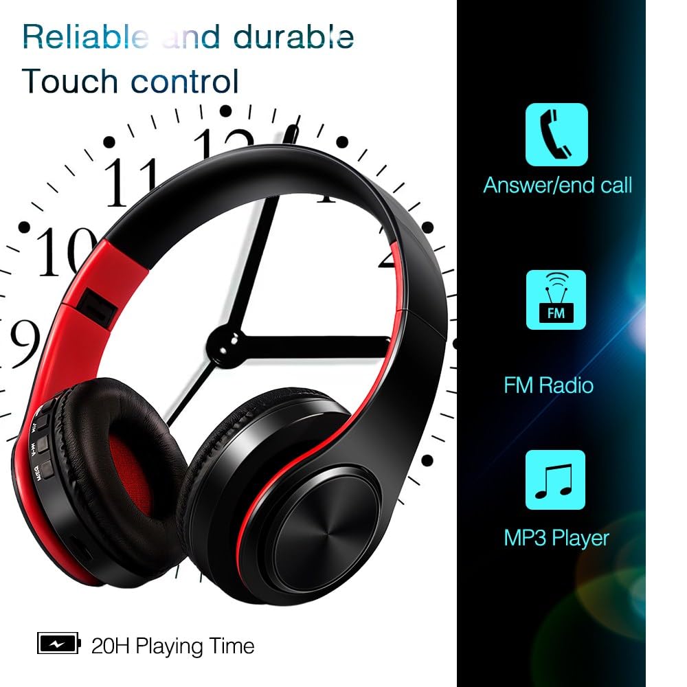 Casque Bluetooth supra-auriculaire stéréo pour ordinateur PC pour jeu, réunion, chat avec micro/cache-oreilles souples/pliable/TF 3,5 mm pour connectivité universelle (2 pièces par paquet)