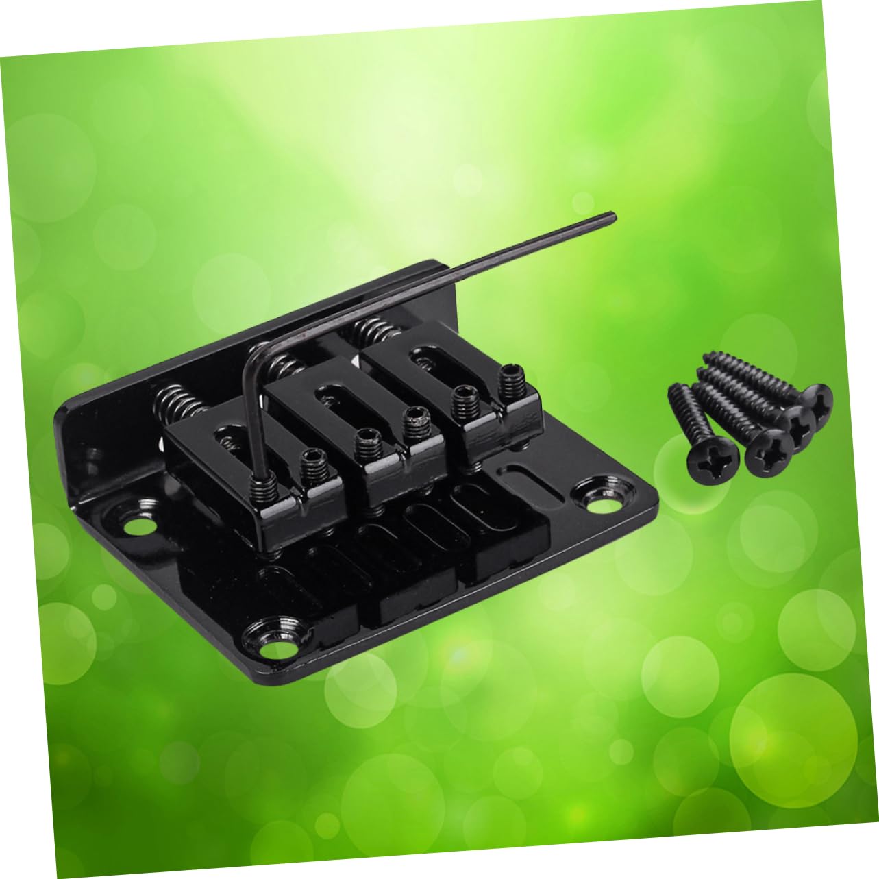 Levemolo Vintage Guitar Bridge Set Ga701d Metal Three String Guitar Bridge 4 Screws for Jazz or Metal Construction Black