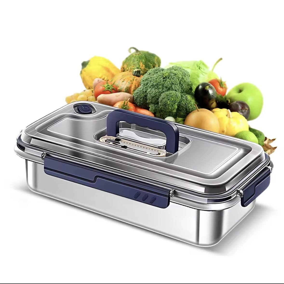 Food Storage Containers with Lids Airtight Food Grade Stainless Steel Large Capacity Leakproof Kitchen Storage Container Wit (2.4, litres)