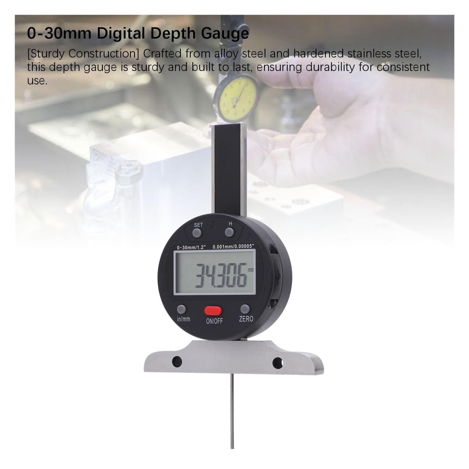 Misuratore di profondità Digitale, misuratore con Portata 0-30 mm 0-1,2 Pollici Porta USB, Strumento misurazione della elettronico precisione 0,001,00005 for Auto e Camion