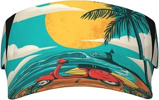 Sunset Beach Palm Tree Printed Adult Sunscreen Visor Cap Lightweight and Breathable Adult Sun Visor Empty top hat Versatile Outdoor hat Black