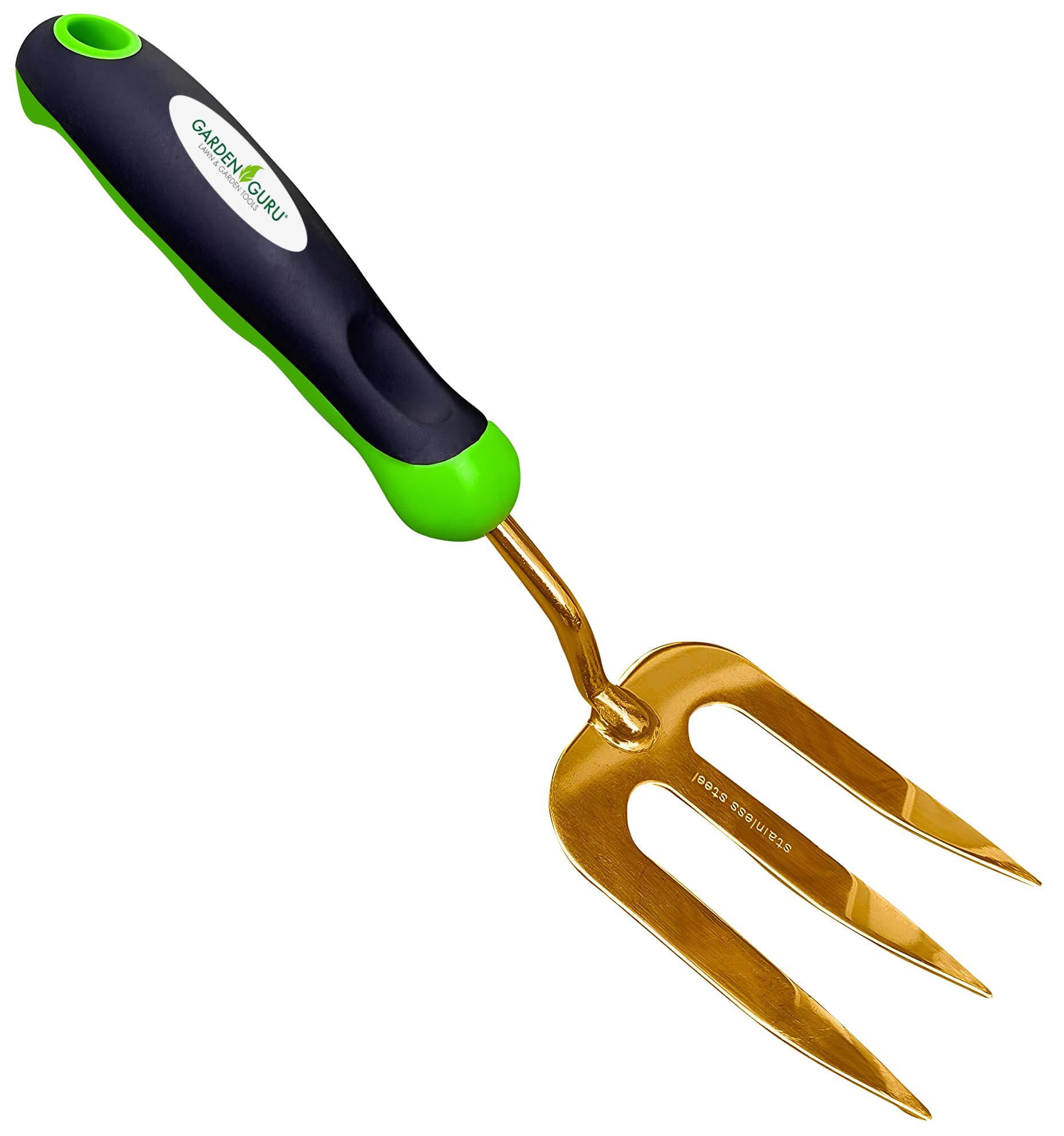 Garden Guru Titanium Hand Jäter Gabel Werkzeug - Rostbeständiger Titanbeschichteter Edelstahl - Ergonomischer Griff - Ideal zum Pflanzen, Verteilen von Mulch, Jäten, Lockern und Umpflanzen von Erde