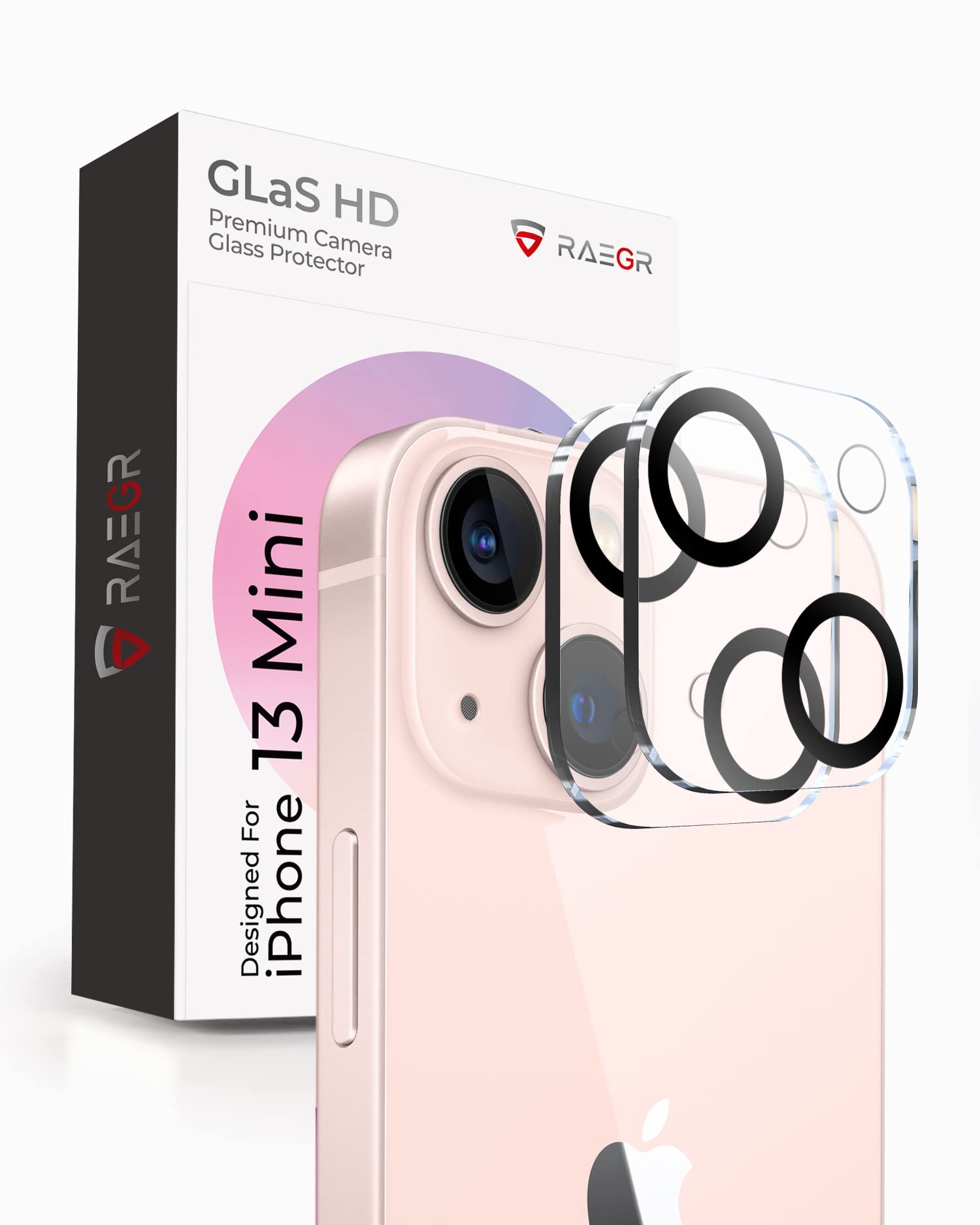 RAEGRiPhone 13 Mini Camera Lens Protector, Tempered Glass Camera Lens Screen Protector/Screen Guard Designed for iPhone 13 Mini (5.4-Inch) 2021 - Clear RG10254 (Pack of 2 with Easy Applicator)