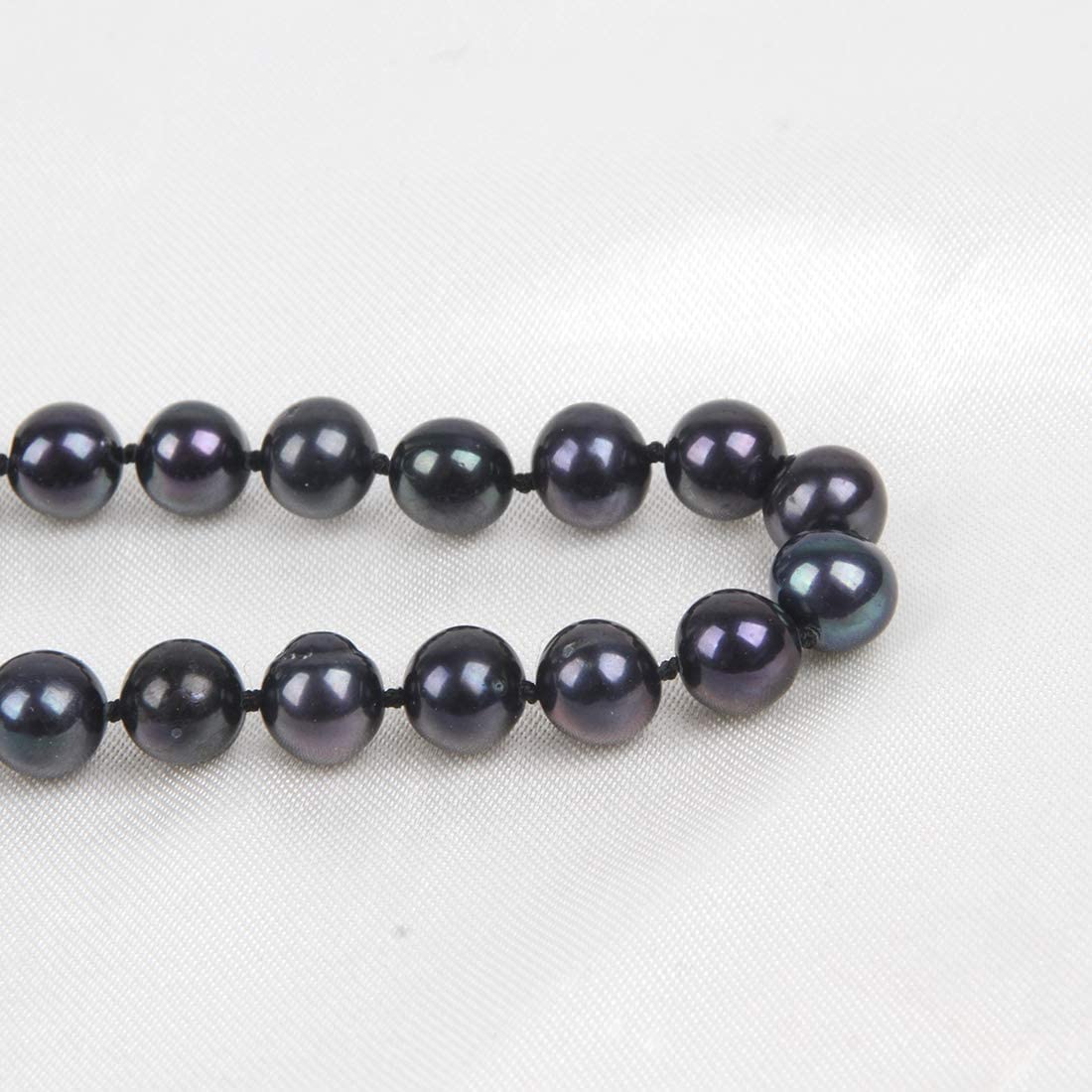 Treasure Bay Set di collana di perle da donna, grado AA, 8-9 mm, collana e orecchini a perno con perle d'acqua dolce nere per donne e ragazze