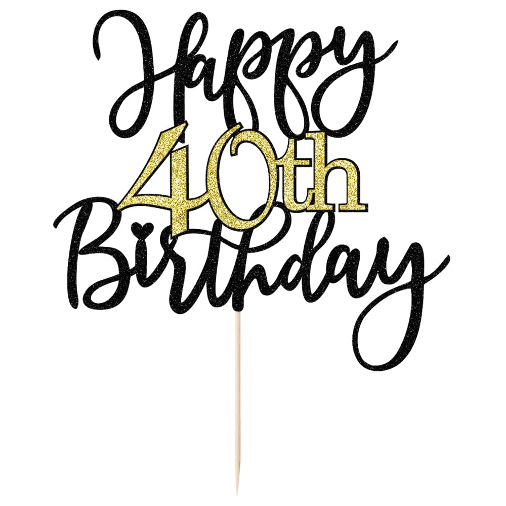 Sleyberoy Happy 40 Birthday Cake Topper-Happy Birthday Cake Decoration,Cheers to 0=40 Years Birthday?40Anniversar?Men and Women forty Birthday party Selected cake decoration (40th)