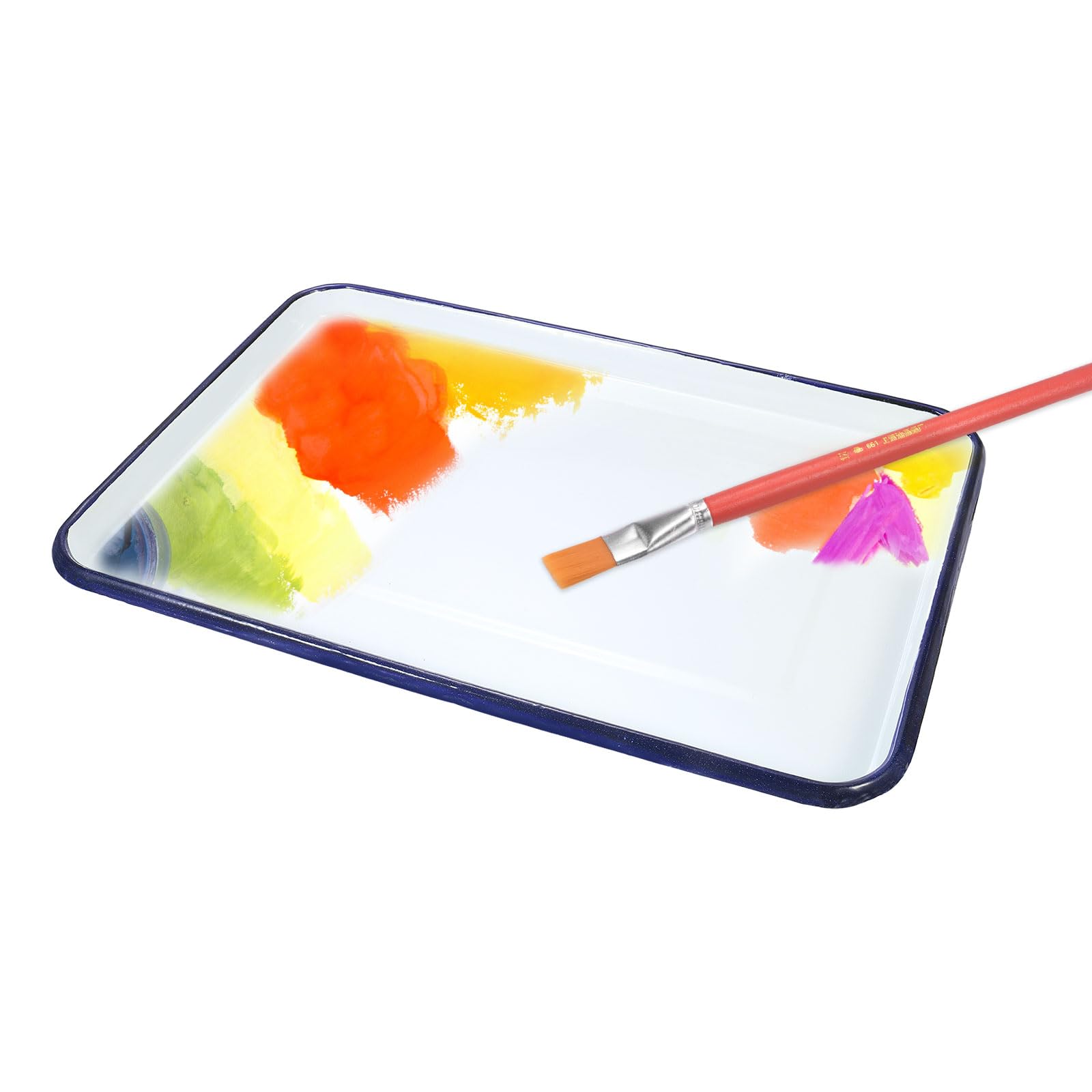 QUARKZMAN 2 Piezas Bandeja De Carnicero Paleta 15" X 11" Bandeja Rectangular De Metal con Triple Esmalte Porta Suministros De Arte para Mezcla De Colores Y Pintura