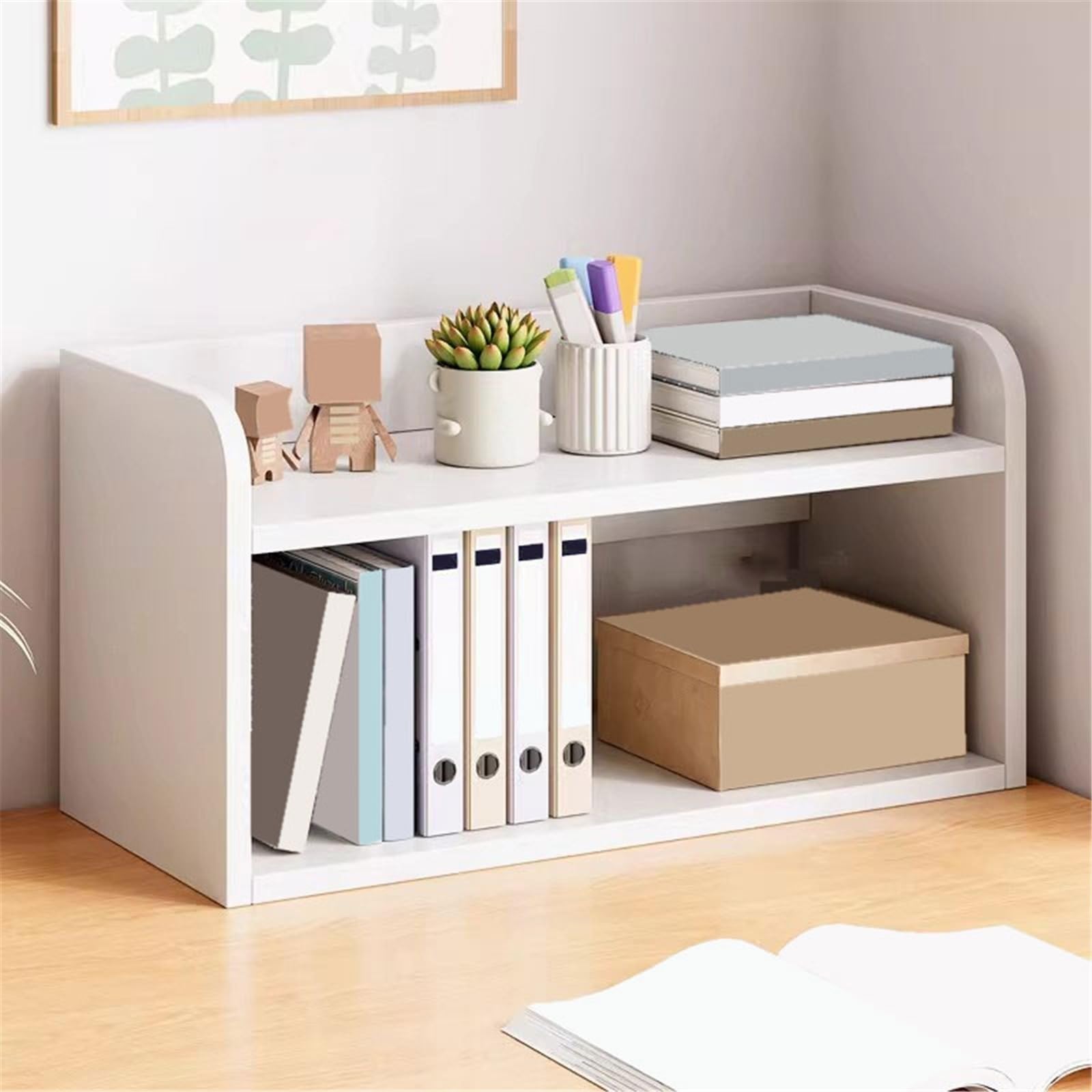 Doppellagiges Minimalismus-Organizer-Regal, Home Density Board, Tisch-Bücherregal Regal Bücher