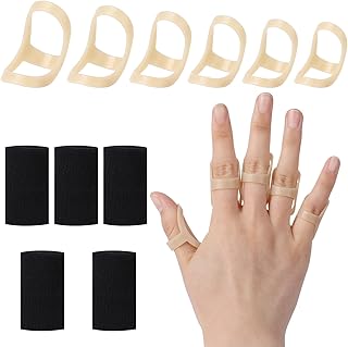 11Pcs Finger Splint, 6 Graduated Oval Finger Splint,5 Finger Sleeves Support for Mallet Arthritis Straightening Splint Finger Straightener Brace for Thumb Middle Pinky
