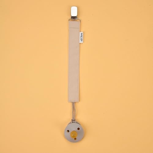 Miniatura 8 de Clip para chupete de bebé, 100% algodón, hecho a mano, correa para chupete ligera y resistente a desgarros (paquete triple, beige, blanco, gris)